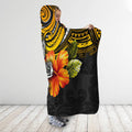 Amazing Polynesian Turtle Hibiscus 3D Over Printed Hooded Blanket for Men and Women-ML