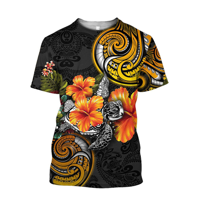 Amazing Polynesian Turtle Hibiscus Hoodie for Men and Women-ML