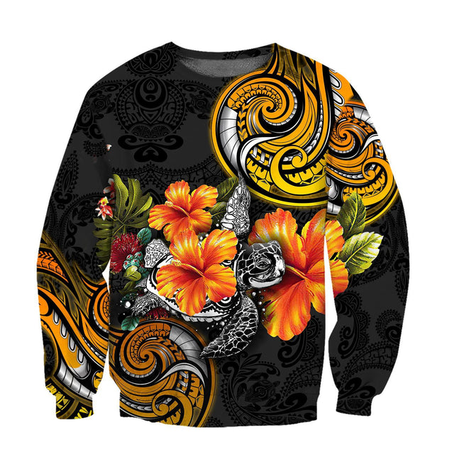 Amazing Polynesian Turtle Hibiscus Hoodie for Men and Women-ML