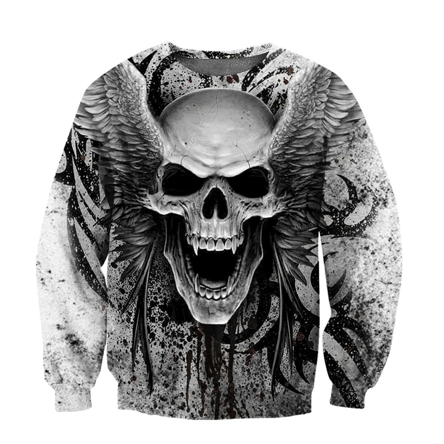 Skull With Angel Wings 3D All Over Printed Combo Sweater + Sweatpant
