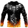 Biker Skulls On The Fire Hoodie For Men And Women