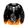 Biker Skulls On The Fire Hoodie For Men And Women