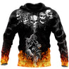 Biker Skulls On The Fire Hoodie For Men And Women