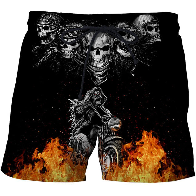 Biker Skulls On The Fire Hoodie For Men And Women