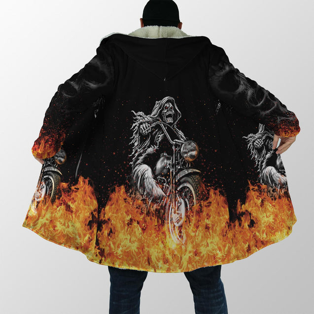 Biker Skulls On The Fire Hoodie For Men And Women