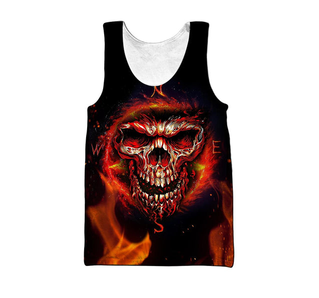 Angry Skulls On Fire Art Hoodie For Men And Women TQH200912