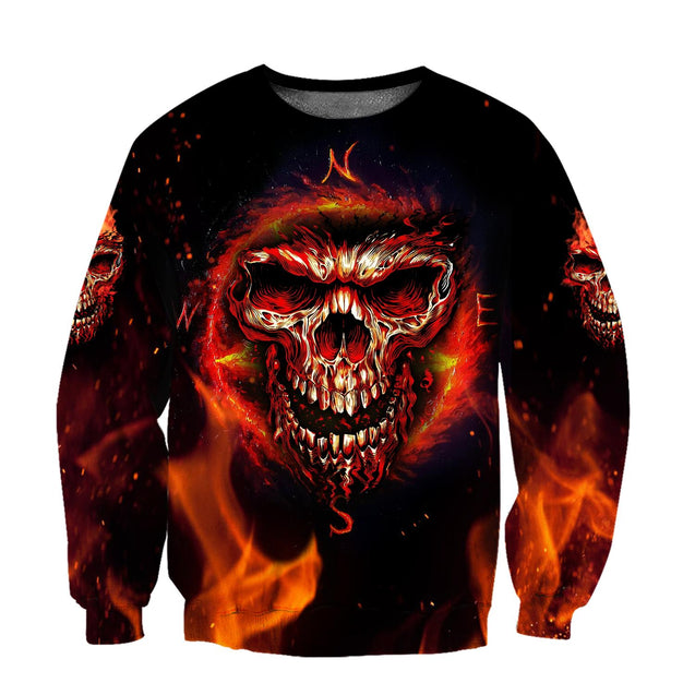 Angry Skulls On Fire Art Hoodie For Men And Women TQH200912