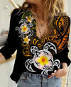 Amazing Polynesian Turtle Linen Shirt ML