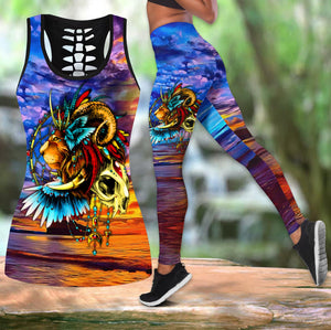 Lion Native Multicolor All Over Printed Legging + Hollow Tank Combo