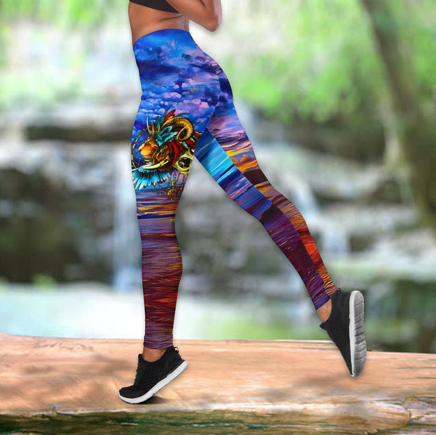 Lion Native Multicolor All Over Printed Legging + Hollow Tank Combo