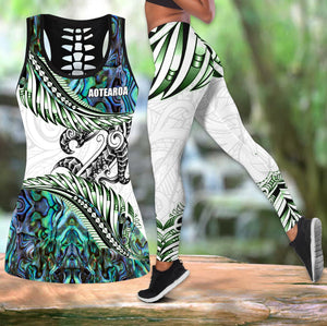 Aotearoa silver fern manaia paua shell combo outfit Legging + Tank for women