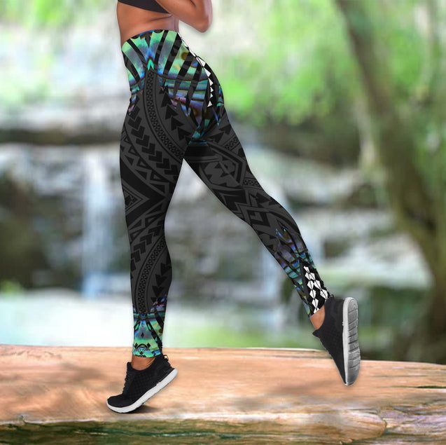 New zealand aotearoa silver fern twist moonlight  combo legging tanktop