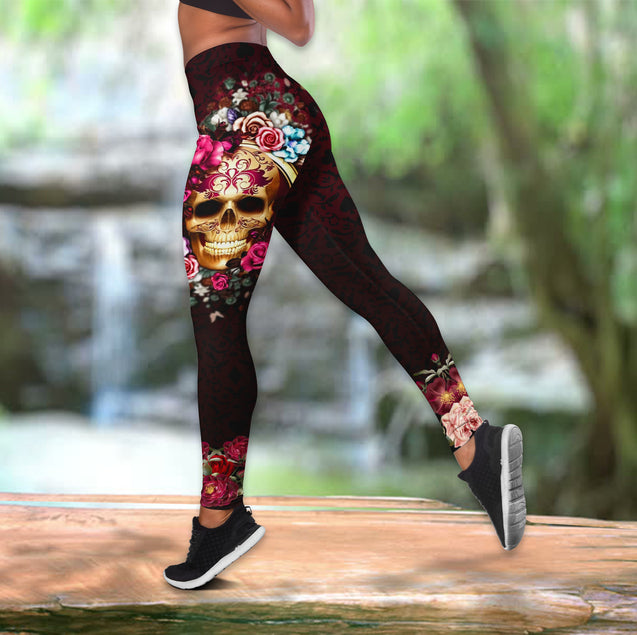 Floral Skulls Combo Outfit Hoodie And Legging For Women TQH200923