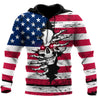 American Red Eyes Skull Hoodie For Men And Women DQB10012001