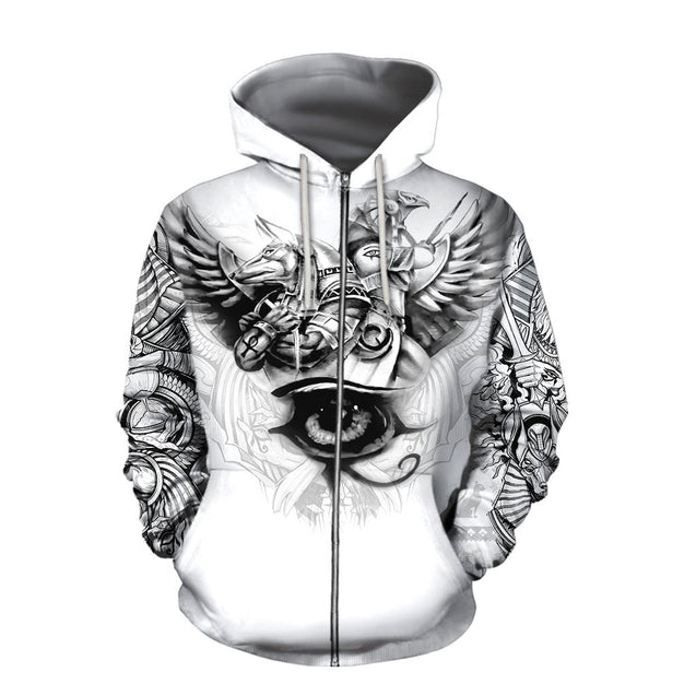 Ancient Egypt Anubis And Eyes Of Horus All 3D Over Printed Unisex Hoodie ML