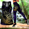 Cat tattoos combo outfit legging + hollow tank for women PL