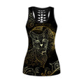 Cat tattoos combo outfit legging + hollow tank for women PL