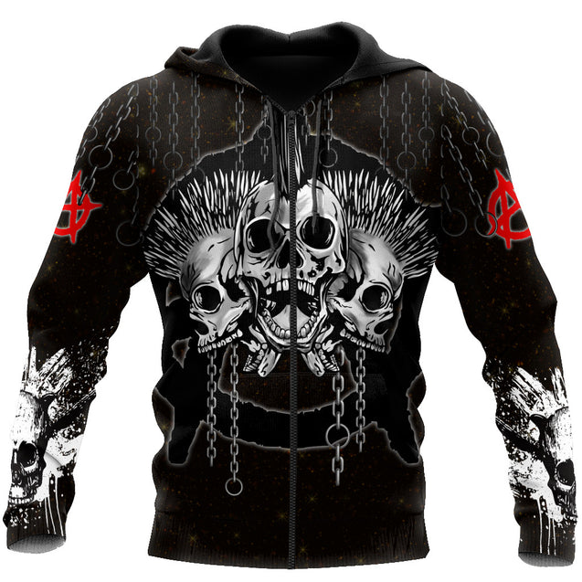 Punk Skulls Hoodie For Men And Women JJW03102003