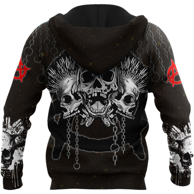 Punk Skulls Hoodie For Men And Women JJW03102003