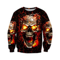 Crazy Fire Skull 3D All Over Printed Combo Sweater + Sweatpant