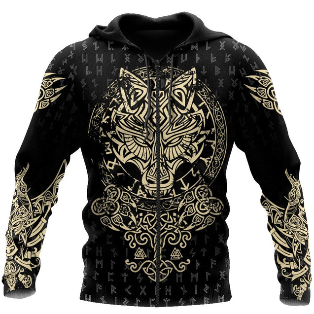 Viking Wolf Fenrir All 3D Over Printed Unisex Hoodie ML