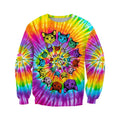 Tie Dye Hippie Cat Hoodie For Men And Women JJW08102001