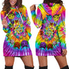 Tie Dye Hippie Cat Hoodie Dress For Women JJW08102001