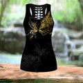Cat & Butterfly tattoos combo outfit legging + hollow tank for women PL