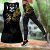 Cat & Butterfly tattoos combo outfit legging + hollow tank for women PL