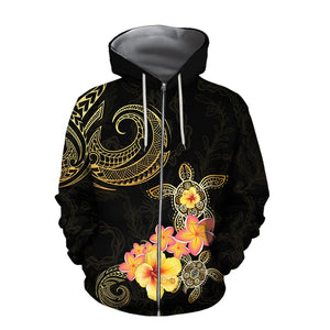 Amazing Polynesian Tattoo Turtle Hibiscus Frangipani Hoodie-ML