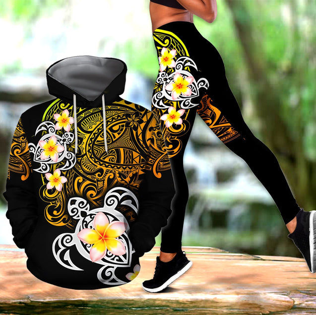 Amazing Polynesian Tattoo Turtle Hoodie and Legging ML