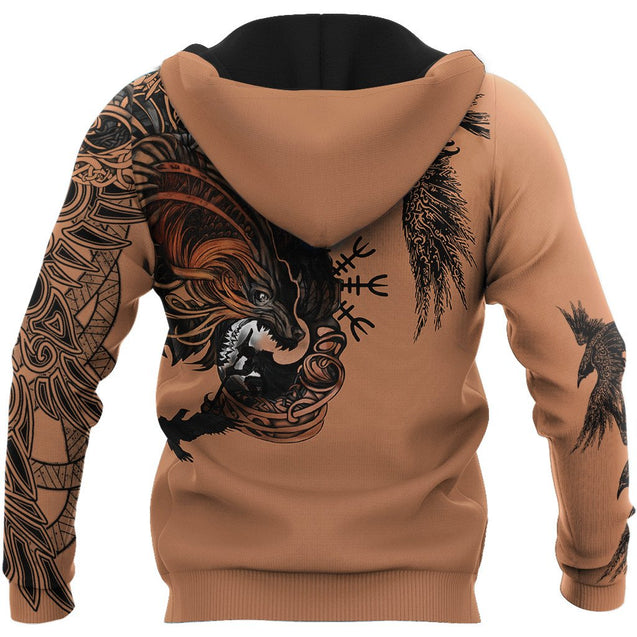 Viking Wolf Fenrir II All 3D Over Printed Unisex Hoodie ML