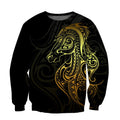 Amazing Polynesian Horse 3D Tattoo Unisex Hoodie ML