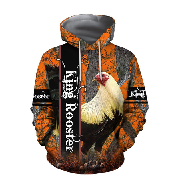 Rooster King Camo All Over Printed Unisex Deluxe Hoodie ML