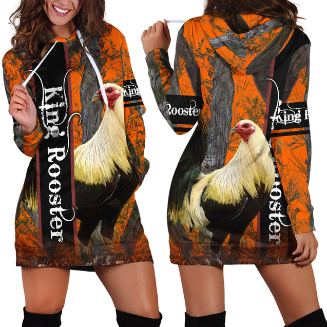 Rooster King Camo All Over Printed Unisex Deluxe Hoodie ML