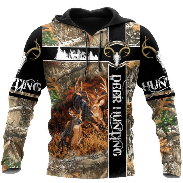 Deer Hunting Camo Over Printed Unisex Deluxe Hoodie ML