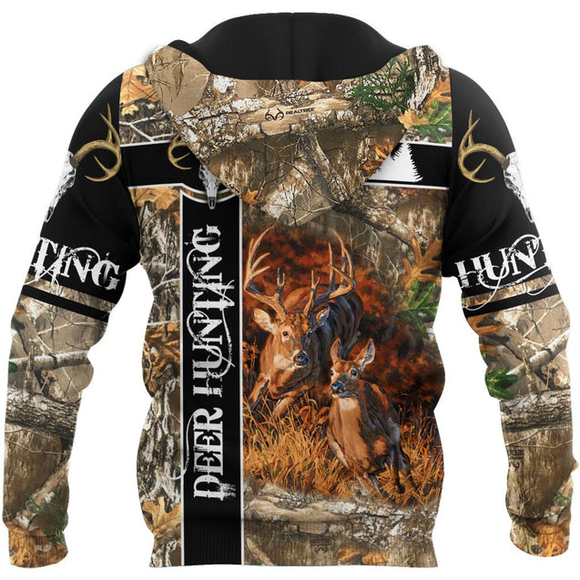 Deer Hunting Camo Over Printed Unisex Deluxe Hoodie ML