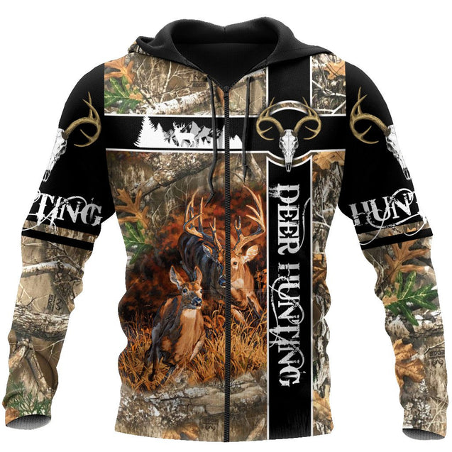 Deer Hunting Camo Over Printed Unisex Deluxe Hoodie ML