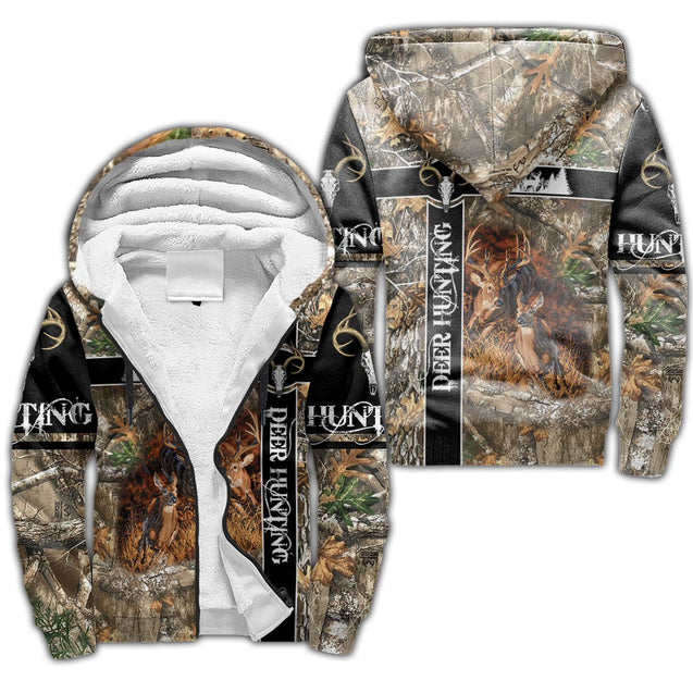 Deer Hunting Camo Over Printed Unisex Deluxe Hoodie ML