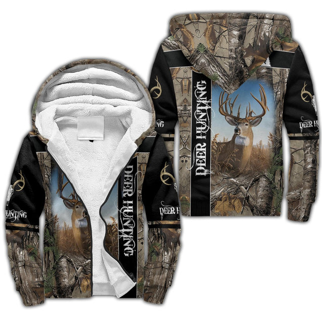 Deer Hunting Camo II Over Printed Unisex Deluxe Hoodie ML