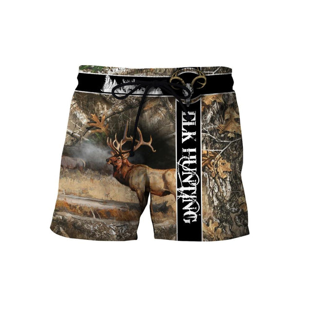 Elk Hunting Camo Over Printed Unisex Deluxe Hoodie ML