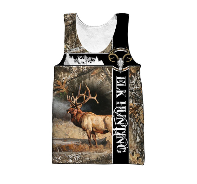 Elk Hunting Camo Over Printed Unisex Deluxe Hoodie ML