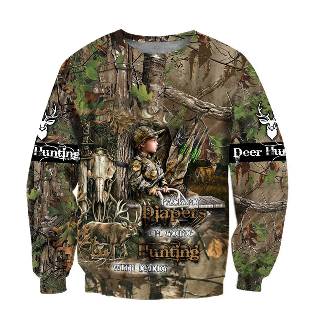 Boy Hunting Camo Over Printed Unisex Deluxe Hoodie ML