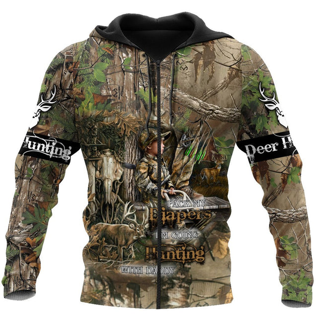 Boy Hunting Camo Over Printed Unisex Deluxe Hoodie ML