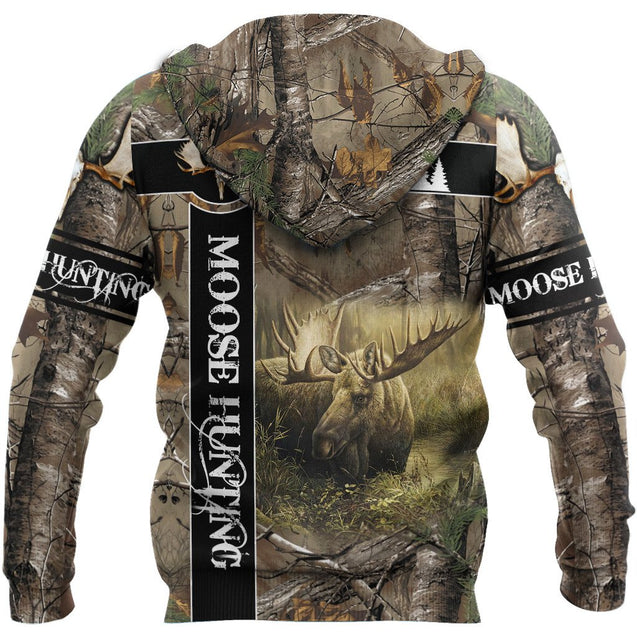 Moose Hunting II Camo Over Printed Unisex Deluxe Hoodie ML