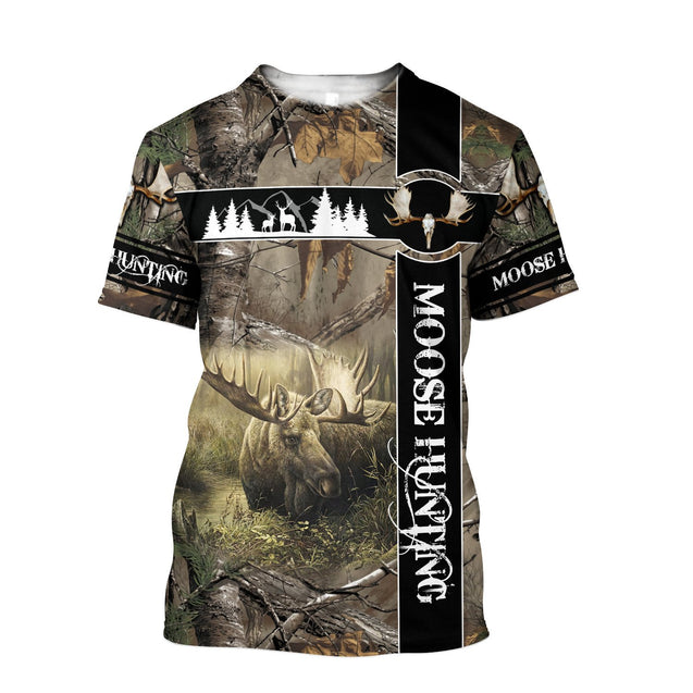 Moose Hunting II Camo Over Printed Unisex Deluxe Hoodie ML