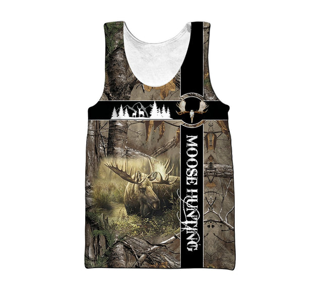 Moose Hunting II Camo Over Printed Unisex Deluxe Hoodie ML