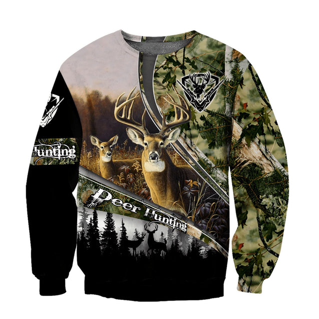 Deer Hunting III Camo Over Printed Unisex Deluxe Hoodie ML