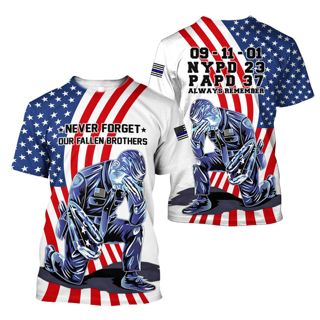 Police never forget our fallen brothers 3D All Over Printed shirt & short for men and women PL