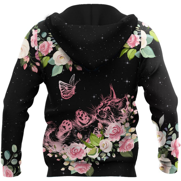 Cat & Butterfly Flower 3D All Over Printed shirt & short for men and women PL